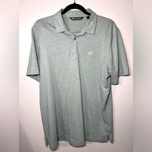 Travis Mathew Zinna Polo Shirt Mens L Large Heather Beryl Green Golf Performance